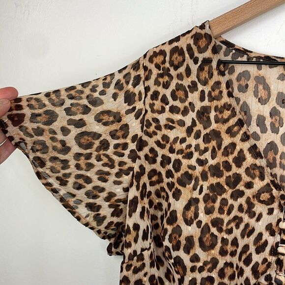Torrid Leopard Print Dress sheer hi front low back short sleeve size X1 - Picture 6 of 16